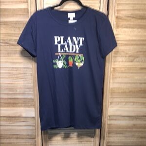 LuLaRoe Style Liv Navy 'Plant Lady' Graphic Ringer Tee New With Tags Size S